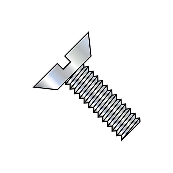 #6-32 x 3/8 in Slotted Flat Machine Screw, Zinc Plated Steel, 10000 PK