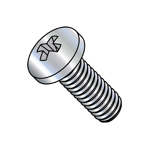 #12-24 x 5/16 in Phillips Pan Machine Screw, Zinc Plated Steel, 6000 PK