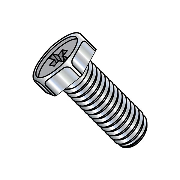 #10-32 x 3/8 in Phillips Hex Machine Screw, Zinc Plated Steel, 9000 PK