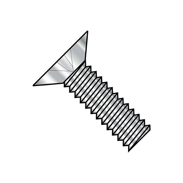 #10-24 x 1 in Phillips Flat Machine Screw, Plain Steel, 2000 PK