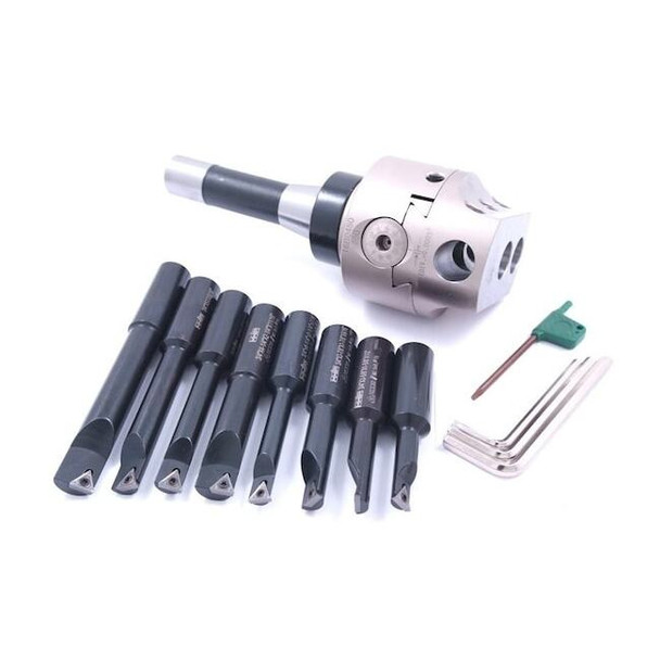 Hhip Indexable Tool Set With 3" Boring Head R8 Shank & 8 Boring Bars 1001-0205