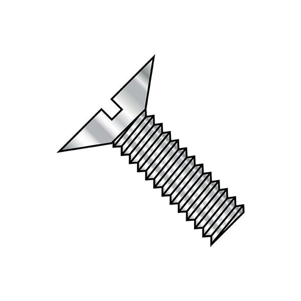 #6-32 x 1/2 in Slotted Flat Machine Screw, Plain Stainless Steel, 5000 PK