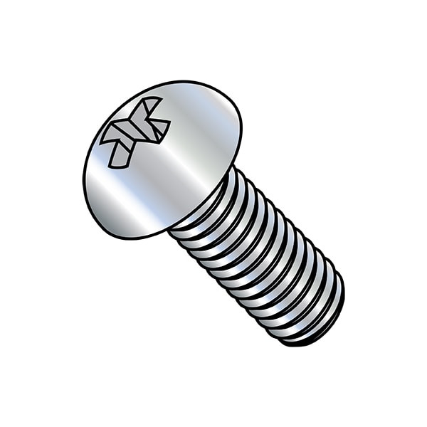 1/4"-28 x 3/4 in Phillips Round Machine Screw, Zinc Plated Steel, 3000 PK