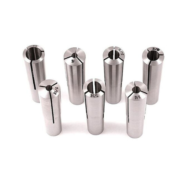 Hhip 1/8 to 1/2 in (By 16ths) MT2 7 Piece Round Collet Set 3900-0850