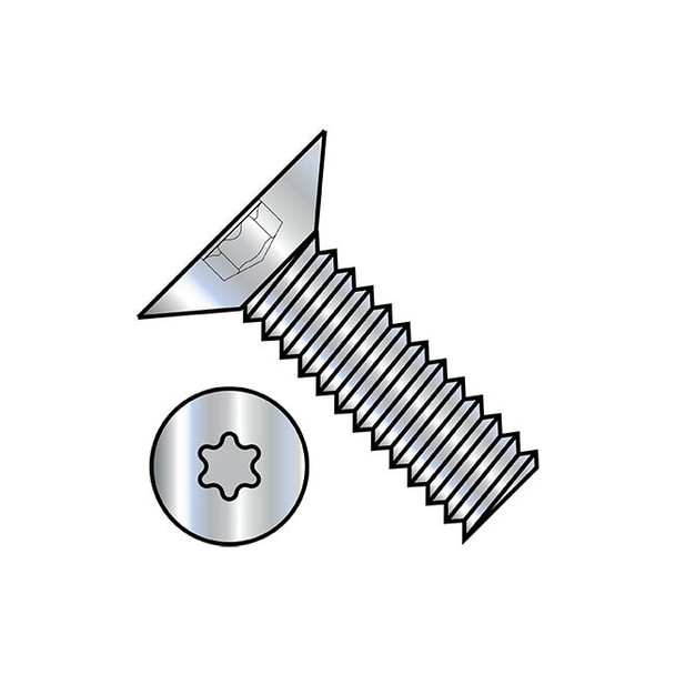 #8-32 x 3/8 in Torx Flat Machine Screw, Zinc Plated Steel, 10000 PK