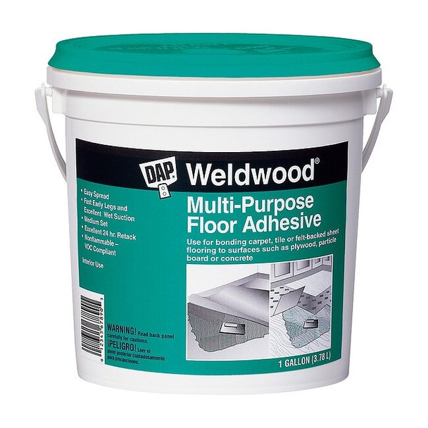 Dap Floor Adhesive, Multi-Purpose Floor Series, Opaque, 1 gal, Pail 00142