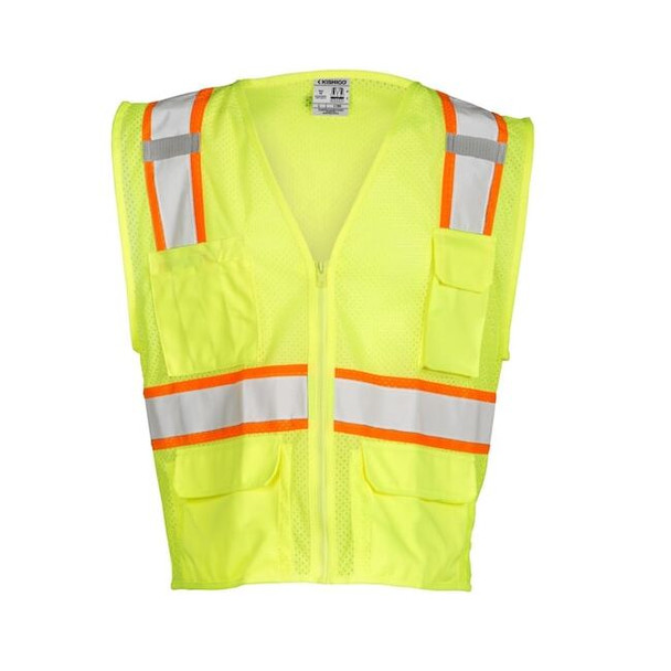 Kishigo All Mesh Contrast Vest,Class 2,Lime,S 1195-S