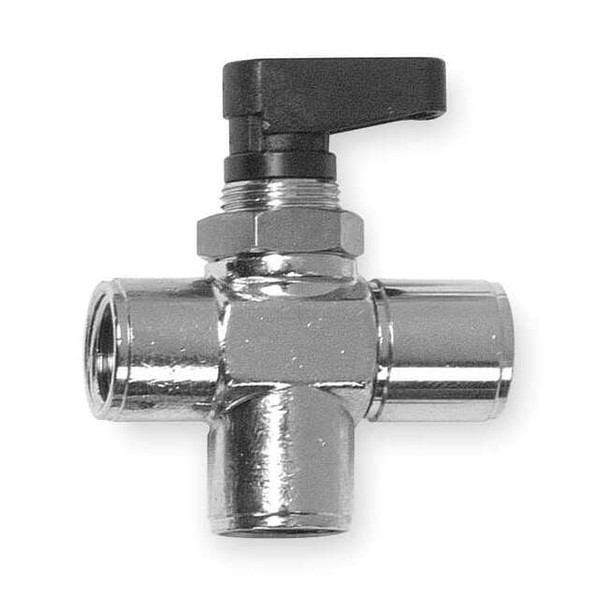Aignep Usa 1/4" FNPT Nickel Brass Mini Ball Valve 3-Way, Standards: NA 86700-04