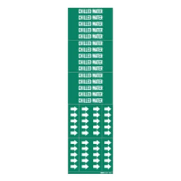 Brady Pipe Marker,Chilled Water,Gn,to 3/4 In 7045-3C