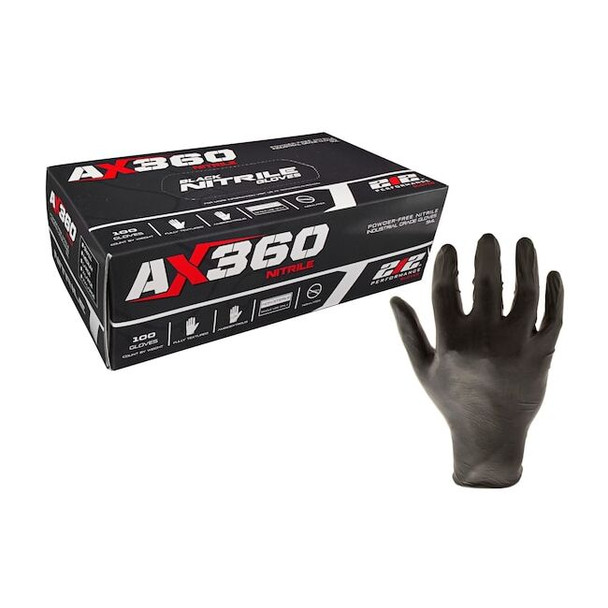 NTG-05, Disposable Gloves, 5.00 mil Palm, Nitrile, Powder-Free, L, 100 PK, Black