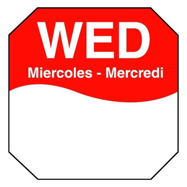 Daymark Day Label,Wednesday,3 In. W,PK1000 1100603