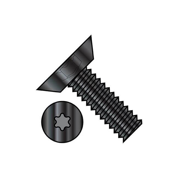 #8-32 x 1/4 in Torx Flat Machine Screw, Black Oxide Steel, 10000 PK
