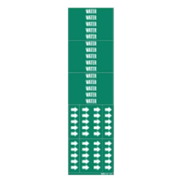 Brady Pipe Marker,Water,Green,3/4 In or Less 7304-3C