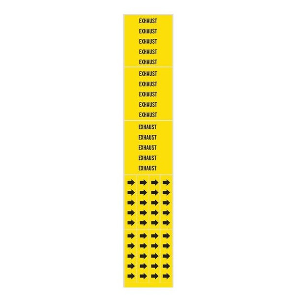 Brady Pipe Marker,Exhaust,Yel,3/4 In or Less, PK3 7098-3C