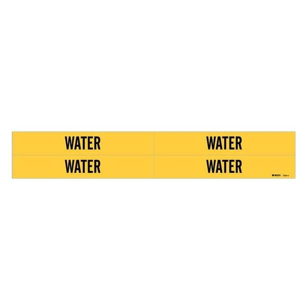 Brady Pipe Marker,Water,Yellow,3/4 to 2-3/8 In 7303-4