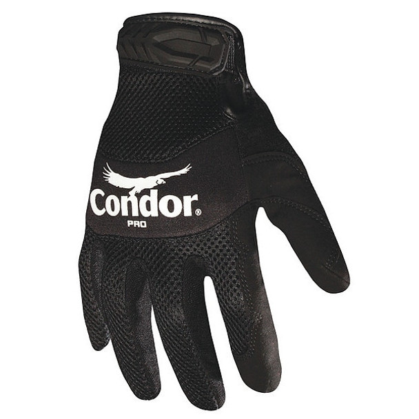 Condor Mechanics Gloves, Synthetic Leather Palm, S, Black 42KZ99