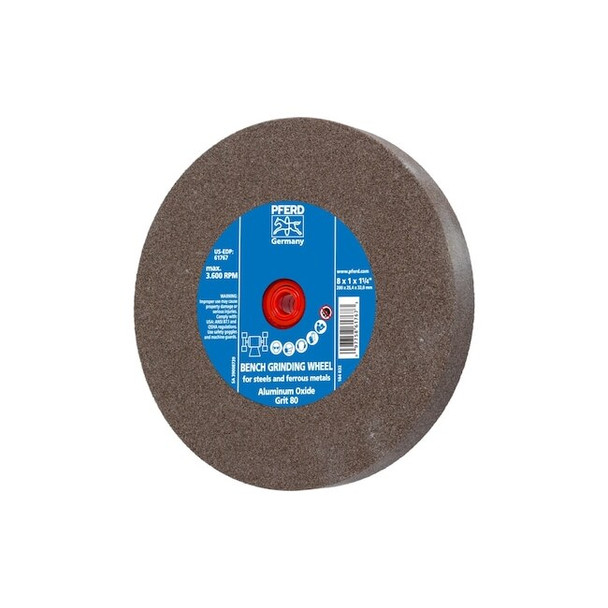 Vitrified Bench Wheel, UNIVERSAL, 8" x 1 x 2, 80 Grit, Aluminum Oxide