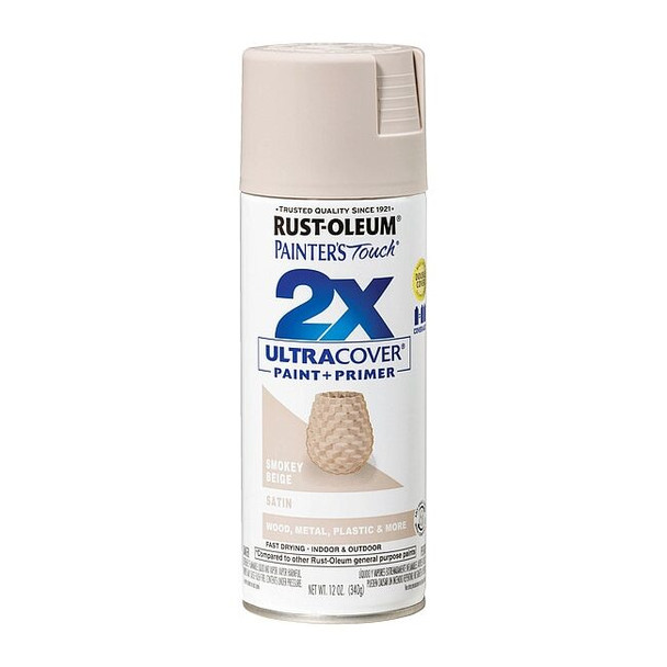 Rust-Oleum Spray Paint, Smokey Beige, Satin, Solvent, 12 Oz 334092
