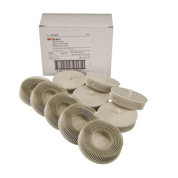3m Scoth-Brite Roloc Bristle Discs 120 Grit Fine White,3" MMM7529