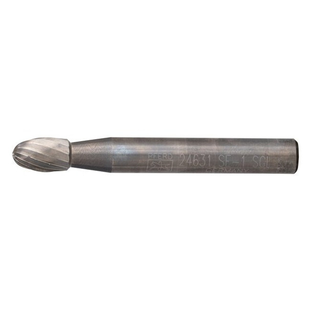 Carbide Bur - Oval Shape, SGL Cut - 1/4" x 3/8" x 1/4" Shank - SE-1