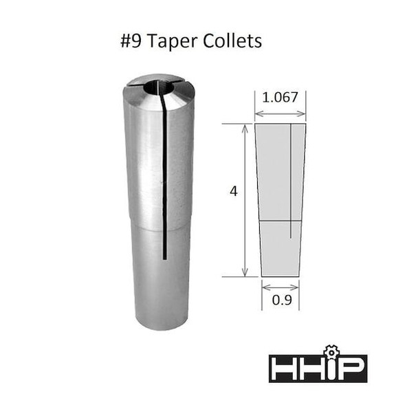 Hhip 1/4" Brown & Sharpe No 9 Taper Round Collet 3900-0991