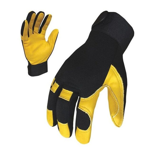 EXO Mechanics Gloves, Goatskin Palm, Polyester Back, M, Black/Gold