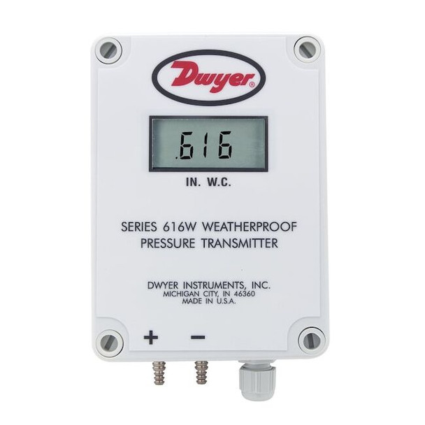 Differential pressure transmitter, 0 to 2" w.c., 4-20 mA.