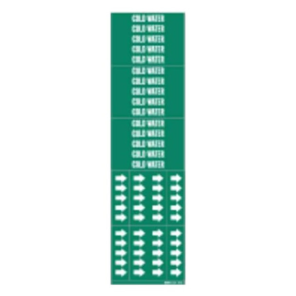 Brady Pipe Marker,Cold Water,Gn,3/4 In or Less 7055-3C