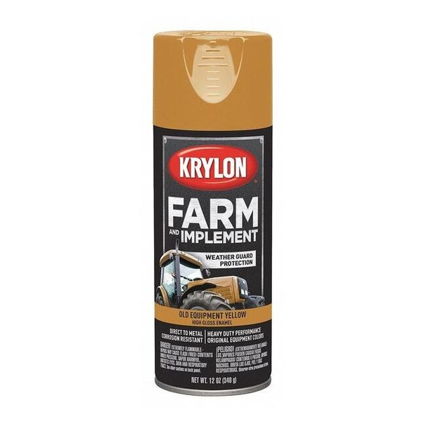 Krylon Spray Paint, Old Equipment Yellow, High-Gloss, Solvent, 12 oz K01953008