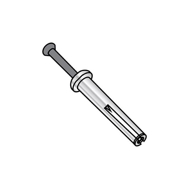 Nail Drive Anchor, 1/4" Dia., 1-1/4" L, Steel Zinc Plated, 100 PK