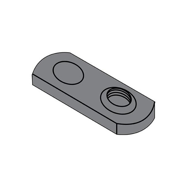 Tab Weld Nut, #10-24, Steel, 0.453 in Wd, 0.64 in Lg, 0.098 in Ht, 1000 PK