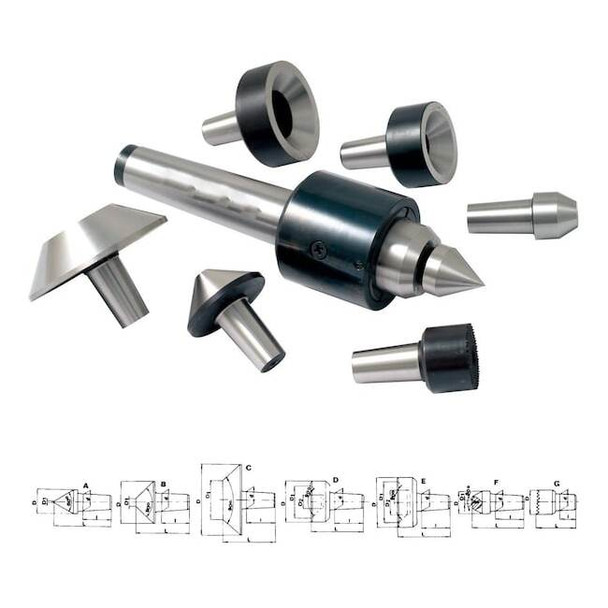 Hhip MT4 7 Piece Interchangeable Bull Nose Live Center Set 3900-5054