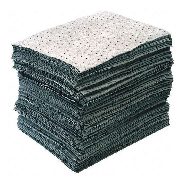 Sorbent Pad, 26 gal, 15 in x 19 in, Universal, Gray, Polypropylene