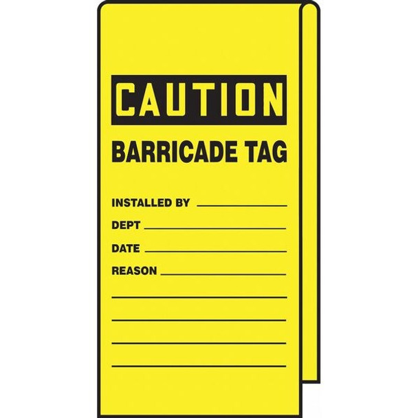 Accuform Wrap Stick Tag,Caution,12"Lx3-1/8"W,PK25 TAT113