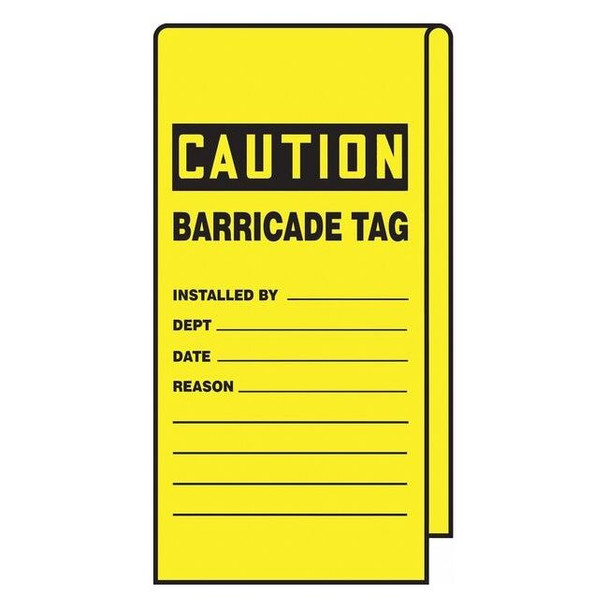 Accuform Wrap Stick Tag,Caution,12"Lx3-1/8"W,PK25 TAT113