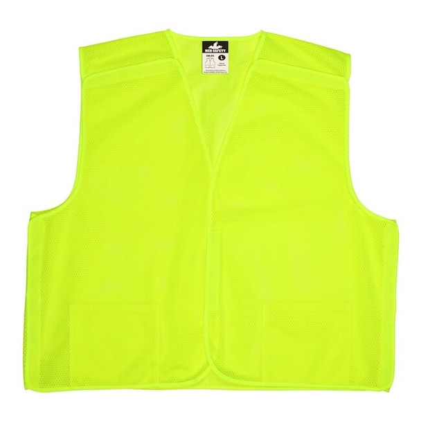 Mcr Safety Safety Vest,Hi-Viz Lime,S VMLBAS