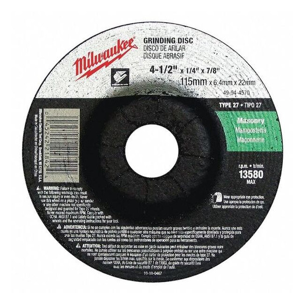 Milwaukee Tool Grinding Wheel 4-1/2" x 1/4" x 7/8" (Type 27) 49-94-4570