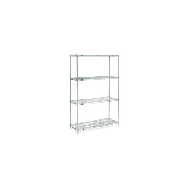 Nexel 4 Shelf Stainless Steel Wire Shelving Unit Starter 48""W x 21""D x 54""H