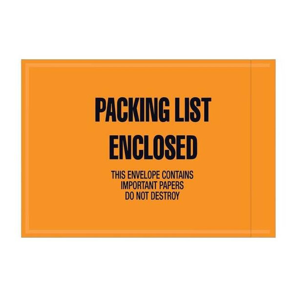 Mil-Spec Pcking Lst Enclsd Envpes,4 1/2x6",Orng,PK1000