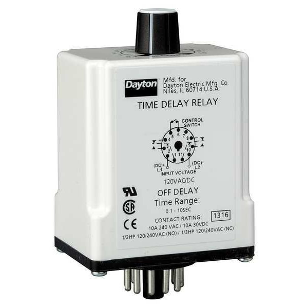 Single Function Time Delay Relay, Octal, Off Delay, 1 Functions 240V AC, DPDT