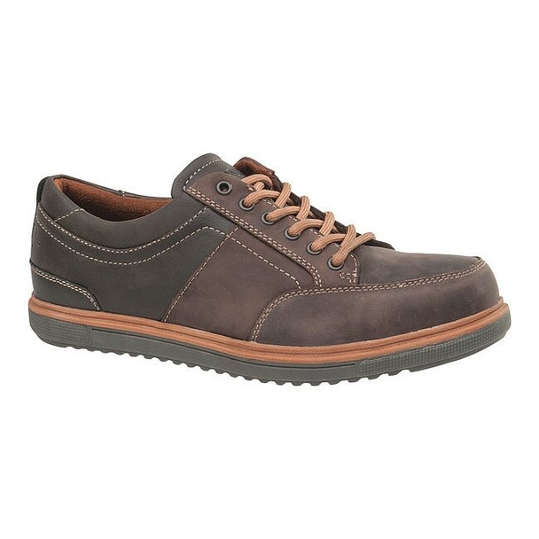 Men's Oxford Shoe, 10, Leather Upper, Steel Toe, Oxford H, Brown, FS2600