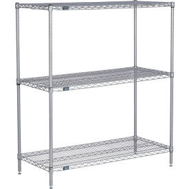 Nexel 3 Shelf Nexelate Silver Epoxy Wire Shelving Unit Starter 36""W x 14""D x 5