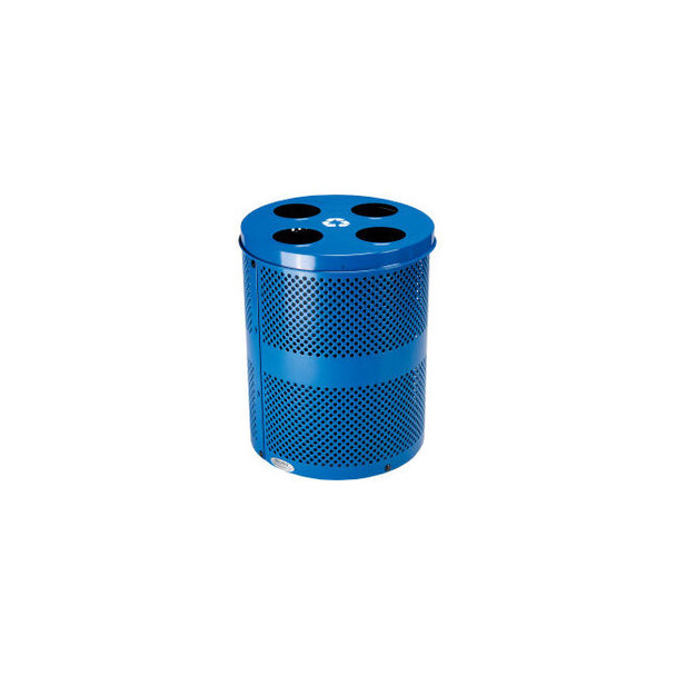 Global Industrial Outdoor Perforated Steel Recycling Can W/Multi-Stream Lid 36 G