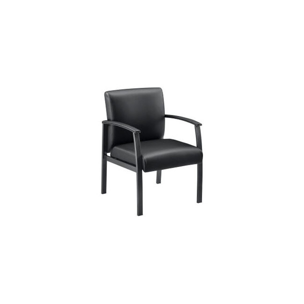 Interion Synthetic Leather Reception Chair with Arms - Black
