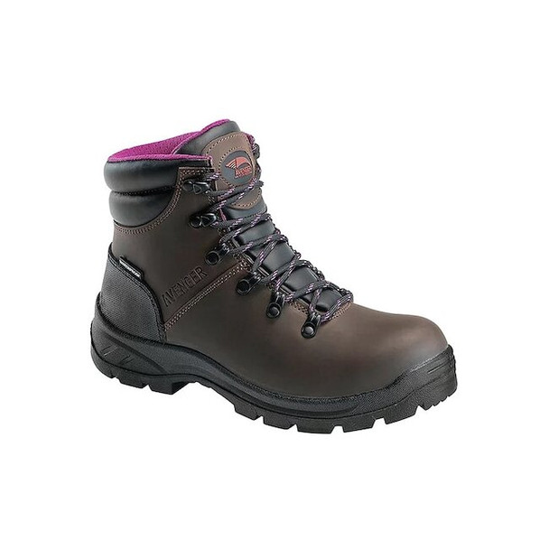 Women's 6-Inch Work Boot, 10 W, Steel Toe, 6 in H, Brown, A8125