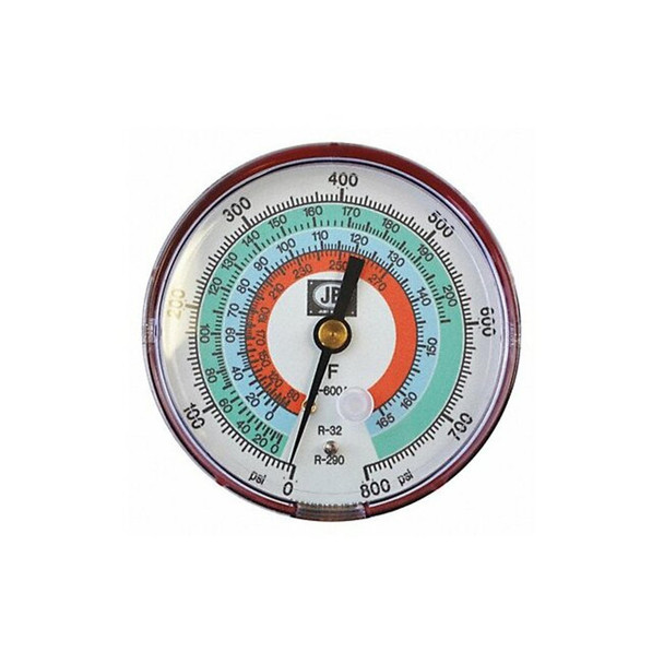 Jb Industries High Side Gauge, 3 1/8 in Dia, Red M2-605