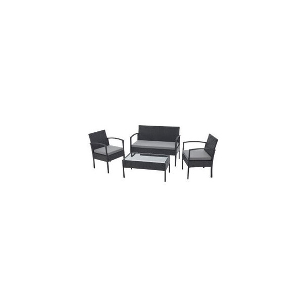 Global Industrial 4-Piece Rattan Outdoor Patio Set Open Leg Black