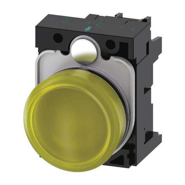 Siemens Pilot Light Complete,Round Shape,Yellow 3SU1102-6AA30-1AA0