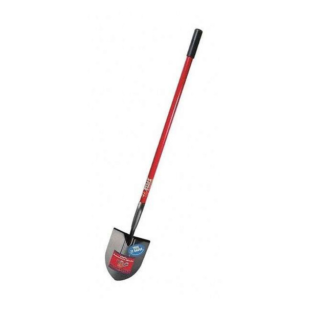 Bully Tools Round Point Shovel, 12 ga. Steel Blade, Fiberglass Handle 92515