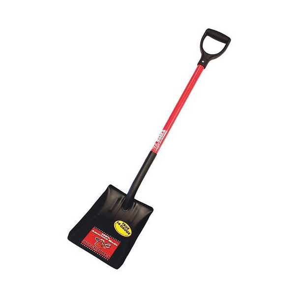 Square Point Shovel, 14 ga. Steel Blade, 46 in L Fiberglass Handle